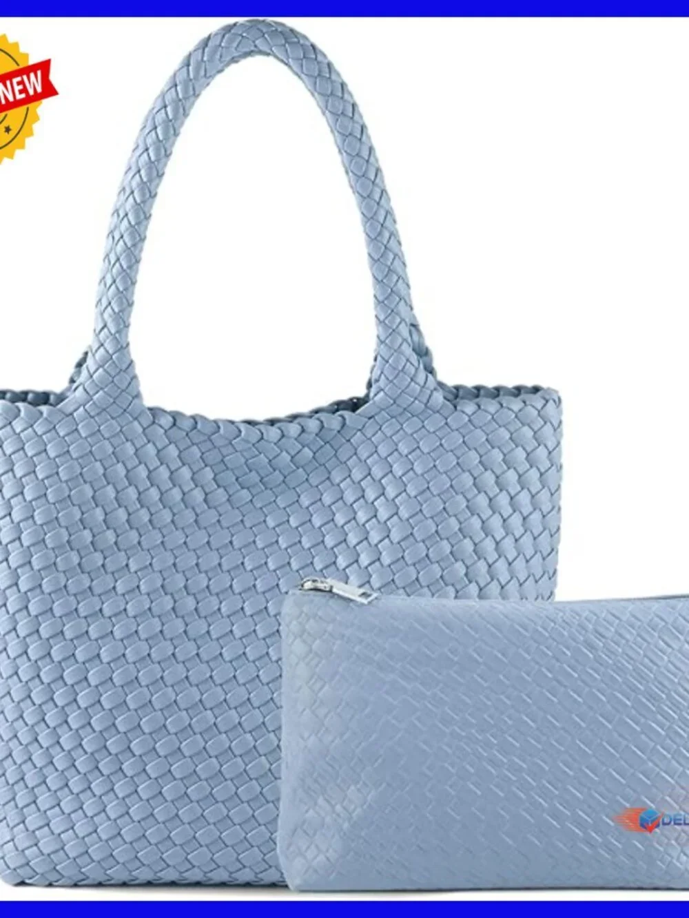 Large Vegan Leather Woven Tote Bag Hobo Shoulder Bag Travel Beach Handbag